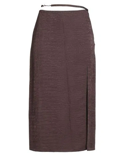 Jacquemus Woman Midi Skirt Dark Brown Size 8 Viscose