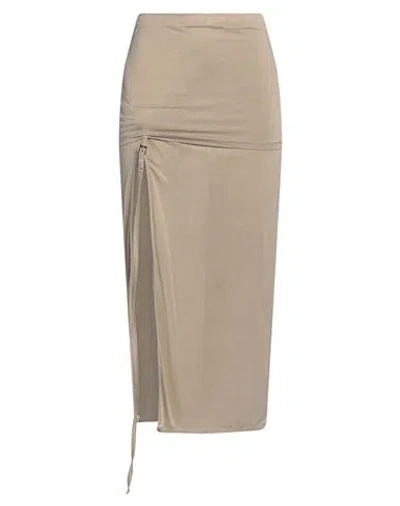 Jacquemus Woman Midi Skirt Khaki Size S Cupro, Elastane In Beige
