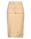 JACQUEMUS JACQUEMUS WOMAN MIDI SKIRT SAND SIZE 6 VISCOSE, COTTON, ELASTANE