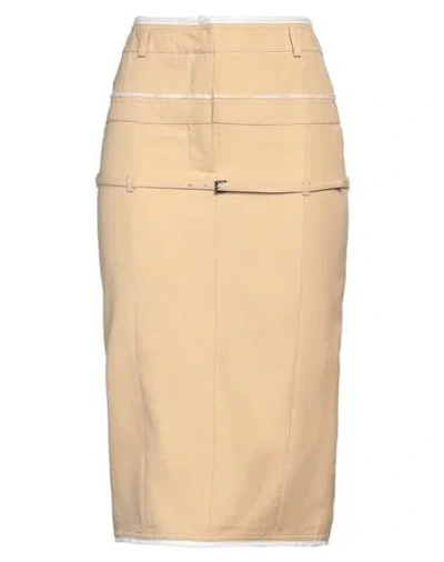 Jacquemus Woman Midi Skirt Sand Size 4 Viscose, Cotton, Elastane In Beige