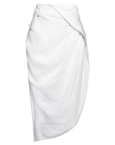 Jacquemus Woman Midi Skirt White Size 8 Viscose, Polyamide