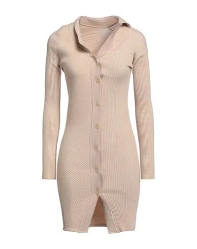 Jacquemus Woman Mini Dress Beige Size 6 Wool, Polyamide, Elastane