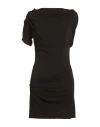 Jacquemus Asymmetrical One-shoulder Bodycon Mini Dress With Ruched Sleeve In Black