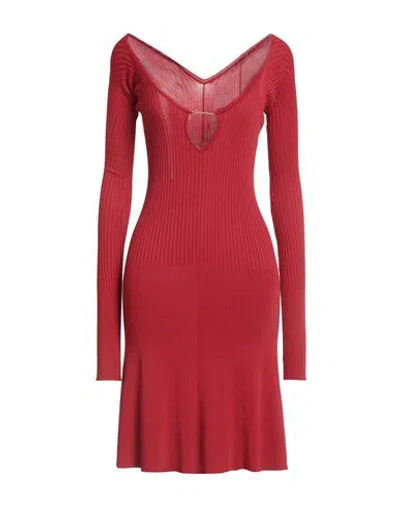 JACQUEMUS JACQUEMUS WOMAN MINI DRESS BRICK SIZE 8 VISCOSE, POLYESTER