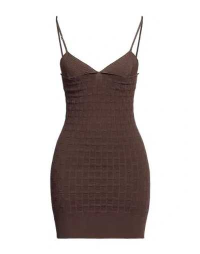 Jacquemus Woman Mini Dress Dark Brown Size 10 Polyamide, Recycled Polyamide, Viscose, Elastane