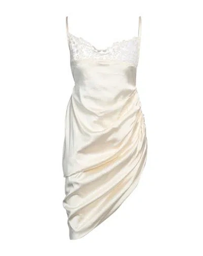 Jacquemus Elegant White Brodè Satin Dress For Women In Ivory