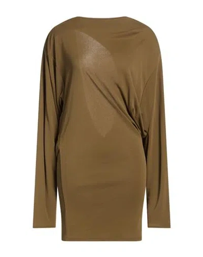 Jacquemus Woman Mini Dress Khaki Size L Viscose, Polyamide In Beige