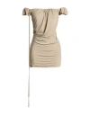 Jacquemus Woman Mini Dress Khaki Size Xl Cupro, Elastane In Multi