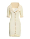 Jacquemus Woman Mini Dress Pastel Yellow Size 8 Viscose, Polyamide In Yellow