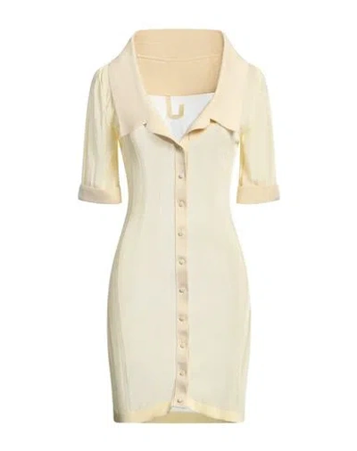 Jacquemus Woman Mini Dress Pastel Yellow Size 8 Viscose, Polyamide