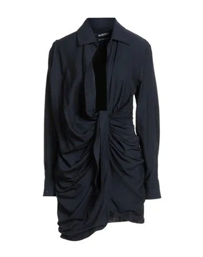 JACQUEMUS JACQUEMUS WOMAN MINI DRESS NAVY SIZE 2 VISCOSE, POLYAMIDE