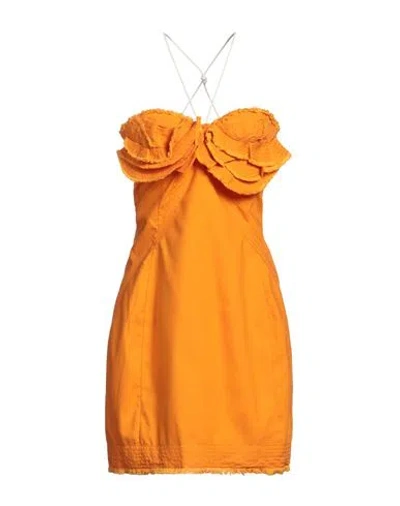 Jacquemus Woman Mini Dress Orange Size 8 Cotton