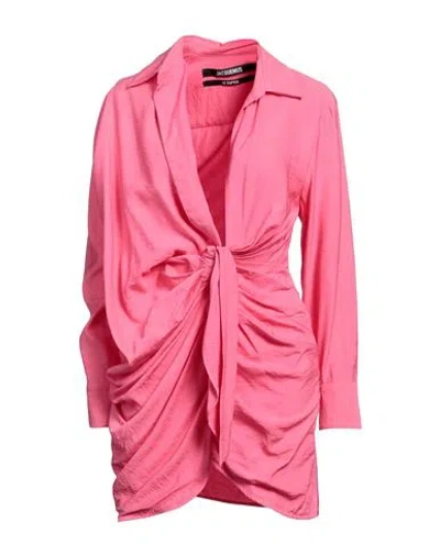 Jacquemus Women's Bahia Asymmetric Mini Dress In Fuchsia