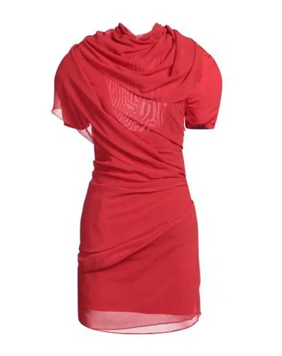 Jacquemus Draped One Shoulder Mini Dress In Red