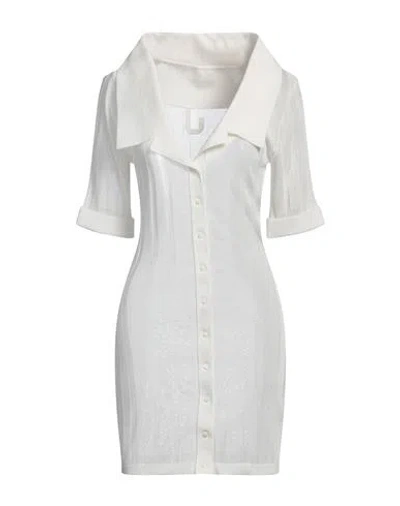 Jacquemus Woman Mini Dress White Size 6 Viscose, Polyamide