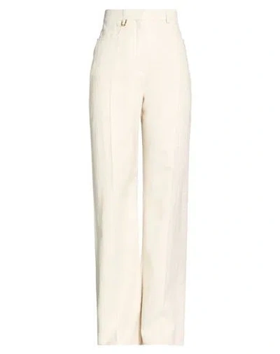 Jacquemus Woman Pants Beige Size 6 Viscose, Linen In Sand