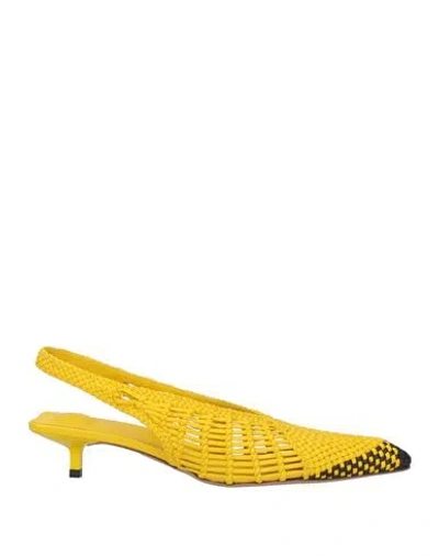 Jacquemus Woven Slingback Shoes With Pointed Toe In Yellow