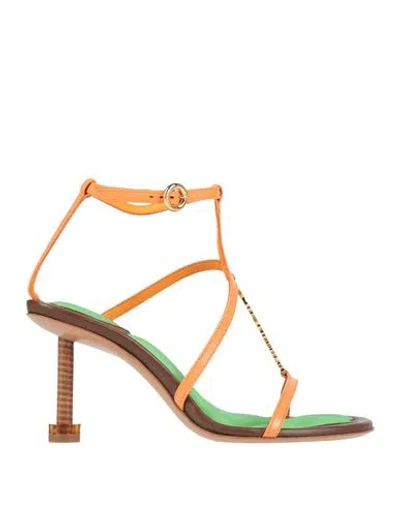 Jacquemus Woman Sandals Orange Size 7 Soft Leather