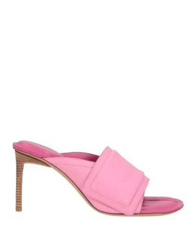 Jacquemus Woman Sandals Pink Size 10 Leather In Multi