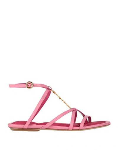 Jacquemus Les Sandales Pralu Plates Leather Sandals In Pink