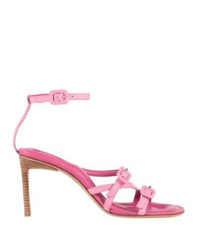 Jacquemus Woman Sandals Pink Size 8 Leather
