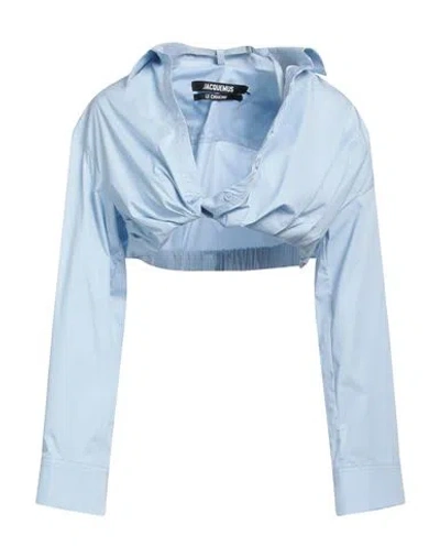 Jacquemus Woman Shirt Blue Size 4 Cotton, Elastane