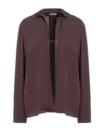 Jacquemus Woman Shirt Dark Brown Size 8 Viscose