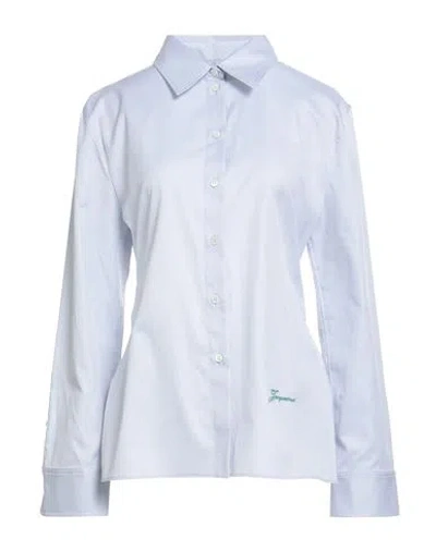 Jacquemus Woman Shirt Light Grey Size 8 Cotton In Blue