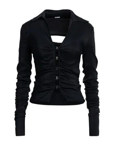 Jacquemus Woman Shirt Midnight Blue Size 8 Viscose, Silk, Elastane