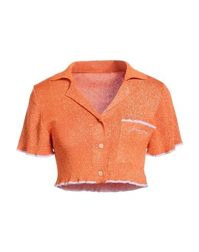 Jacquemus Woman Shirt Orange Size 6 Viscose, Polyamide, Polyethylene, Cotton