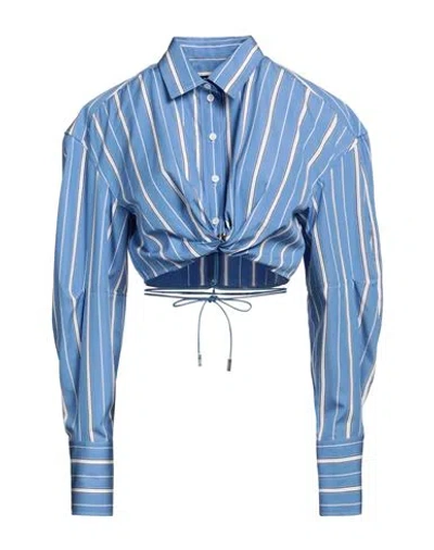 Jacquemus Woman Shirt Light Blue Size 6 Cotton