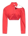 Jacquemus Asymmetric Cropped Shirt In Red