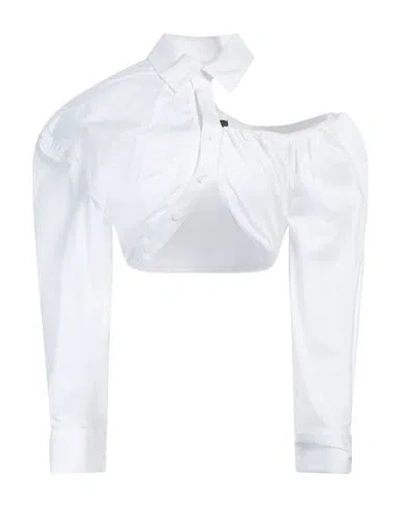 Jacquemus Woman Shirt White Size 6 Cotton, Elastane