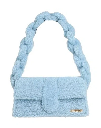 Jacquemus Woman Shoulder Bag Sky Blue Size - Shearling In Blue