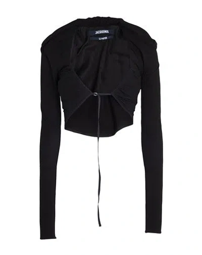 Jacquemus Woman Shrug Black Size 6 Cupro, Elastane, Cotton, Linen