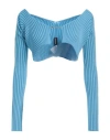 Jacquemus Pralù Logo-plaque Cropped Cardigan In Blue