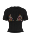 Jacquemus Woman Sweater Black Size 8 Cotton, Polyamide, Glass In Multi