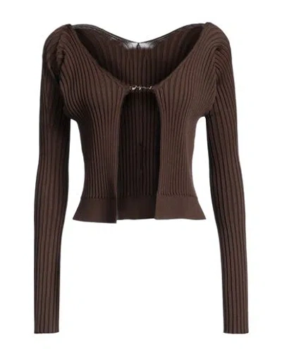 JACQUEMUS JACQUEMUS WOMAN SWEATER CHOCOLATE BROWN SIZE 6 VISCOSE, POLYAMIDE, ELASTANE, POLYESTER