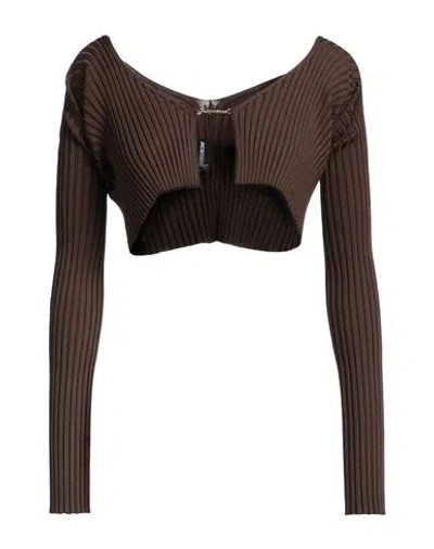 Jacquemus Woman Sweater Chocolate Brown Size 6 Viscose, Polyamide, Elastane, Polyester In Green