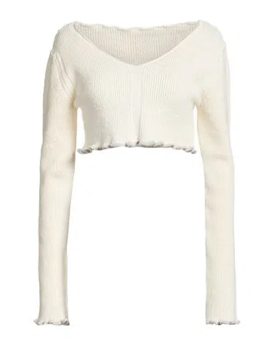 Jacquemus Woman Sweater Ivory Size 6 Linen, Polyamide, Elastane In White