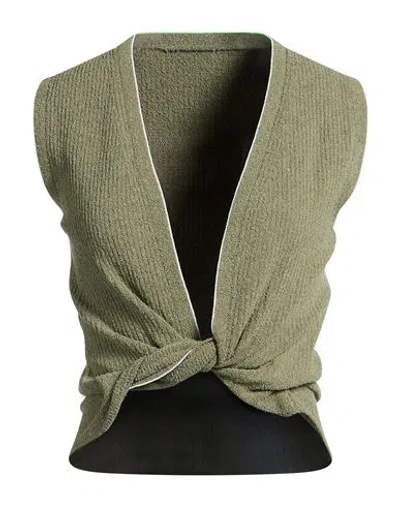 Jacquemus Woman Sweater Sage Green Size 6 Cotton, Polyamide, Viscose In Gray