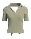 Jacquemus Woman Sweater Sage Green Size 6 Cotton, Polyamide, Viscose