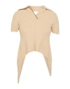 Jacquemus Woman Sweater Sand Size 6 Cotton, Polyamide, Viscose In Brown