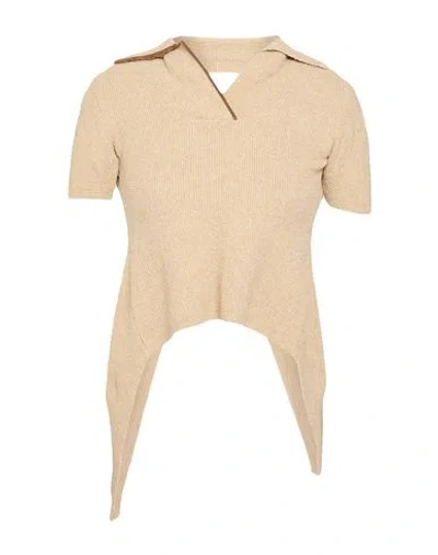 Jacquemus Woman Sweater Sand Size 6 Cotton, Polyamide, Viscose In Brown