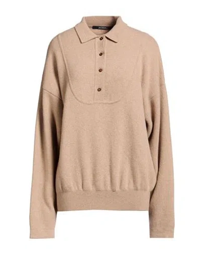 Jacquemus Woman Sweater Sand Size 8 Merino Wool, Cashmere, Elastane In Beige