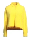 Jacquemus Neve Brushed Stretch-knit Polo Sweater In 250 Yellow