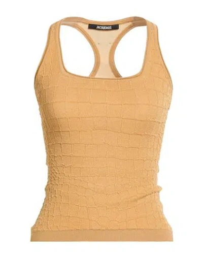 Jacquemus Woman Tank Top Camel Size 2 Viscose, Polyamide, Elastane In Orange