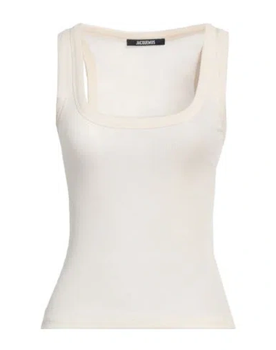 Jacquemus Woman Tank Top Ivory Size L Cotton In White