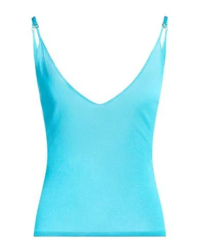 Jacquemus Woman Top Azure Size 6 Viscose, Polyamide In Blue