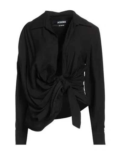 JACQUEMUS JACQUEMUS WOMAN TOP BLACK SIZE 2 VISCOSE, POLYAMIDE